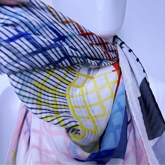 ᴇᴜᴄ ᴇᴍᴘᴏʀɪᴏ ᴀʀᴍᴀɴɪ ꜱɪʟᴋ/ᴄᴏᴛᴛᴏᴍ ʙʟᴇɴᴅ ʟɪɢʜᴛᴡᴇɪɢʜᴛ ɢᴇᴏᴍᴇᴛʀɪᴄ ꜱᴄᴀʀꜰ ꜰᴏᴜʟᴀʀᴅ - Picture 9 of 17